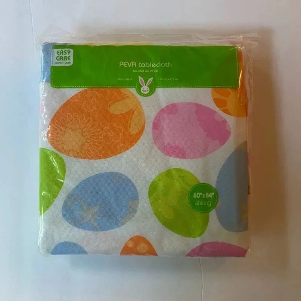 Easter Egg Multi Color PEVA Tablecloth- 60